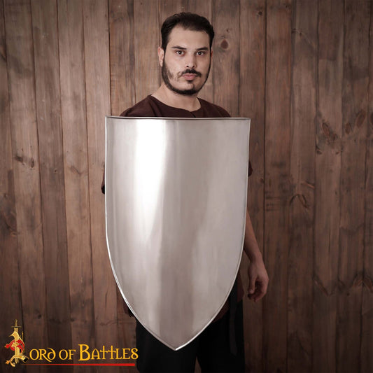 Medieval Izquierda Escudo del Calentador de Acero en Blanco Acero Calibre 18 - Imagen 2