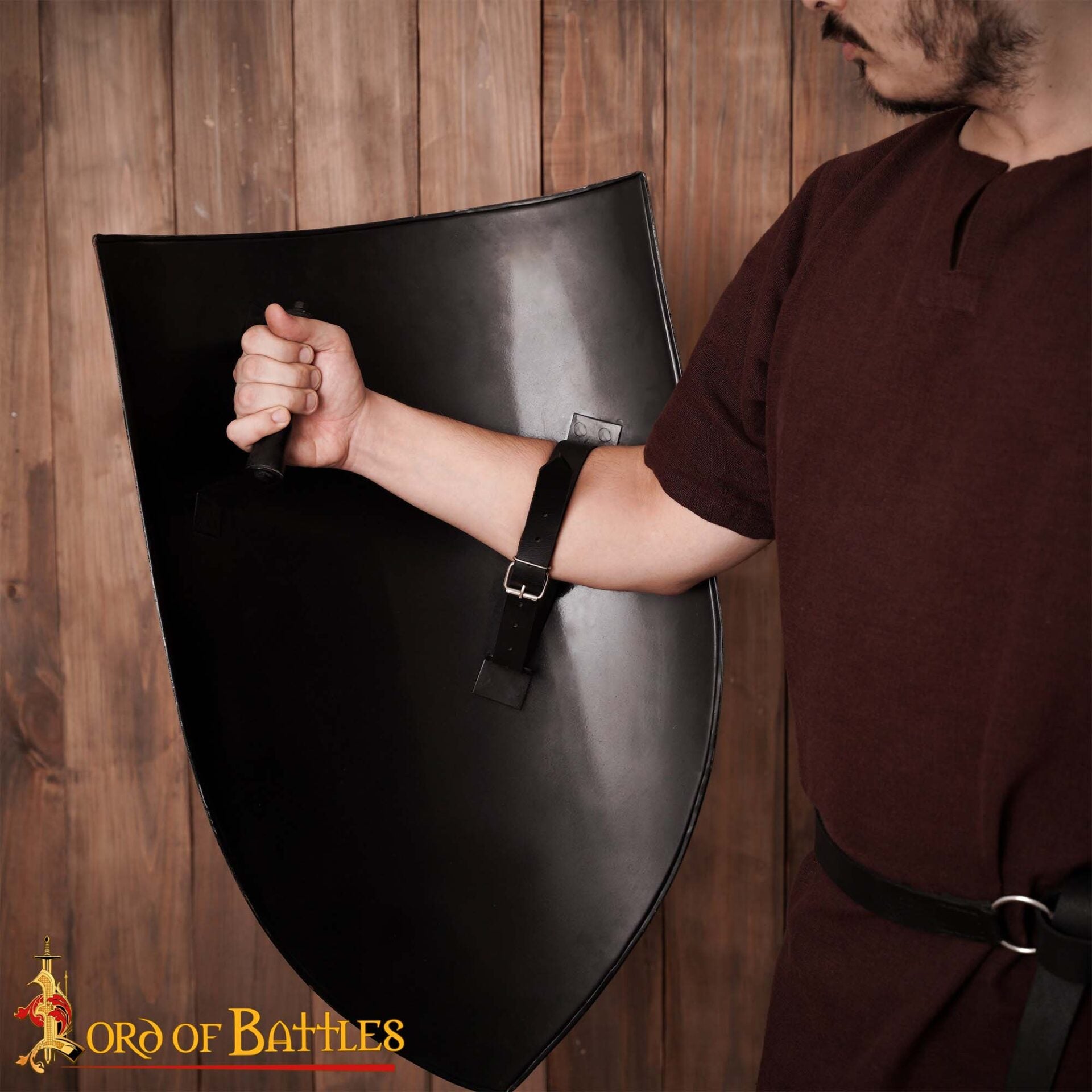 Medieval Izquierda Escudo del Calentador de Acero en Blanco Acero Calibre 18 - Imagen 6