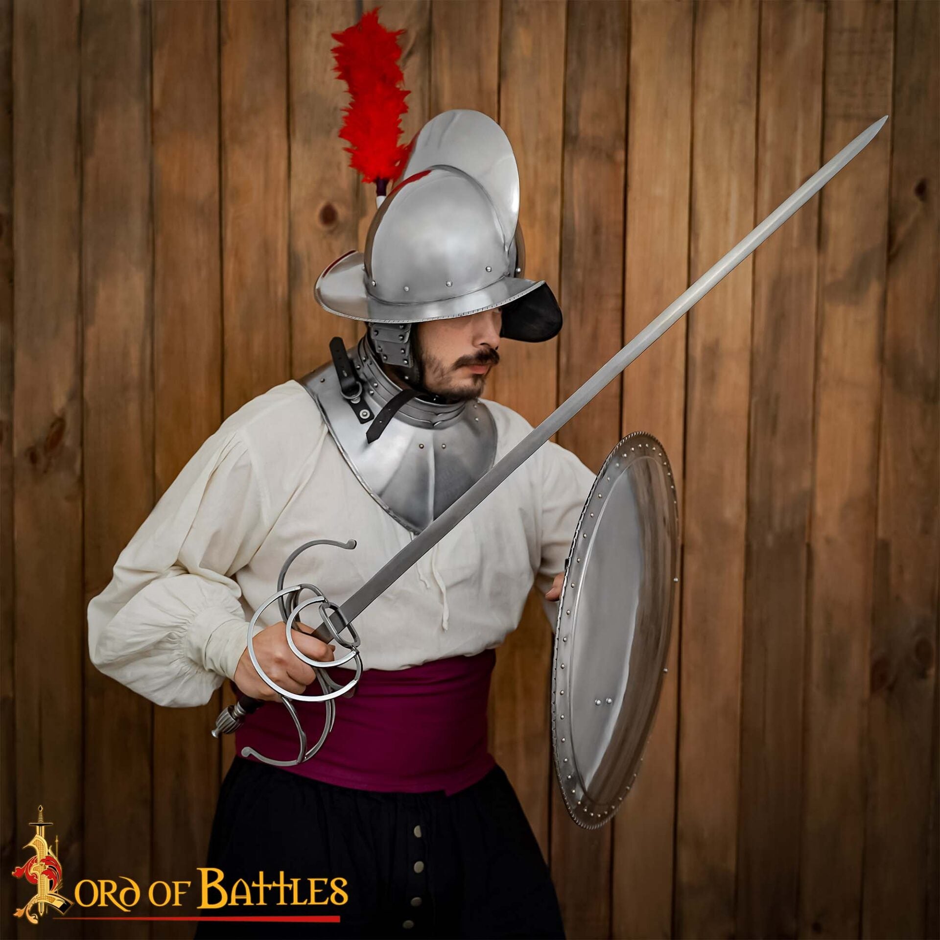 Rodella Escudo Redondo de Acero, 16 Gauge Medieval Buckler con Remaches de Latón - Larp, Stage Combat & Display - Imagen 6