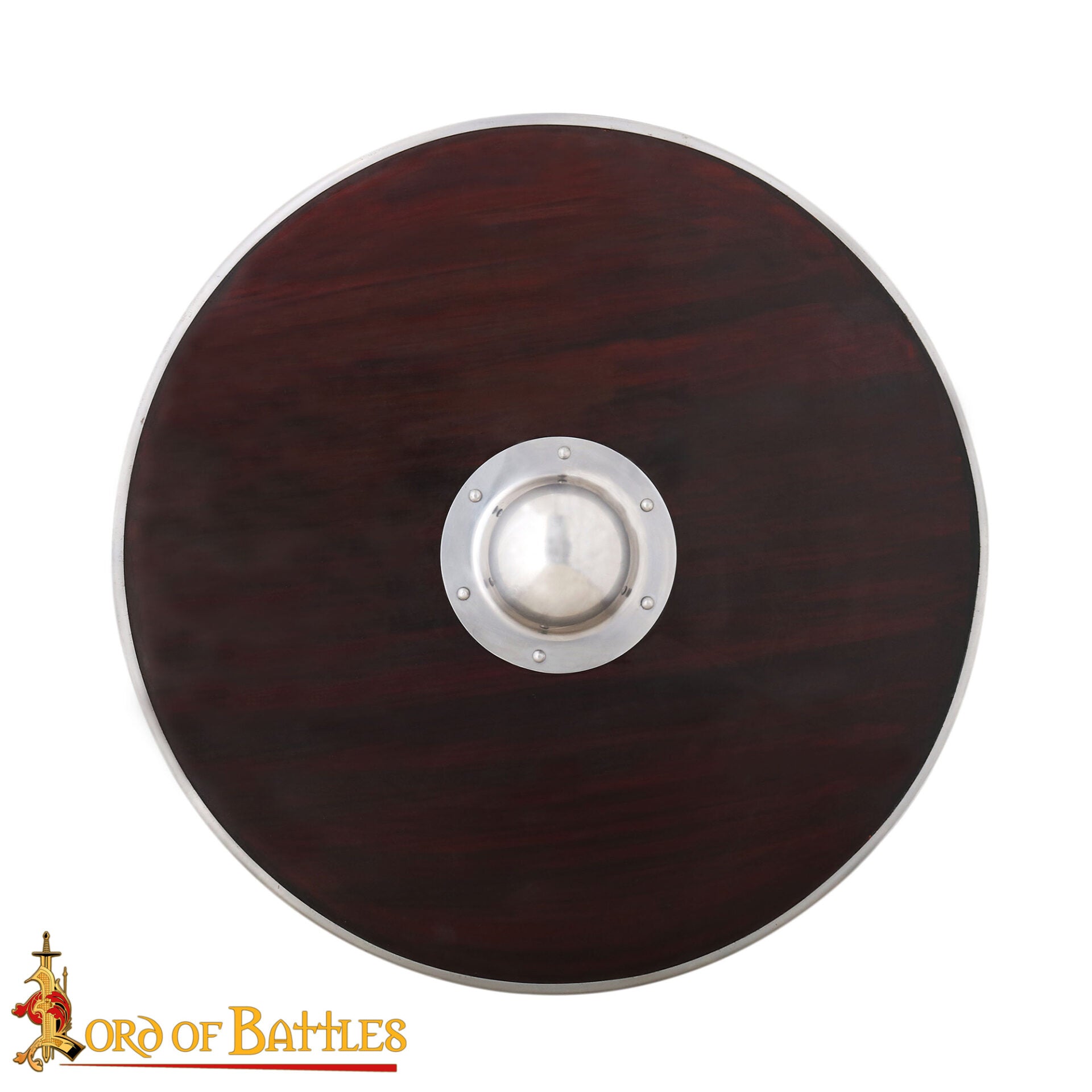 Escudo Vikingo Artesanal - Escudo de Madera con Saliente de Acero para Recreaciones - Imagen 4