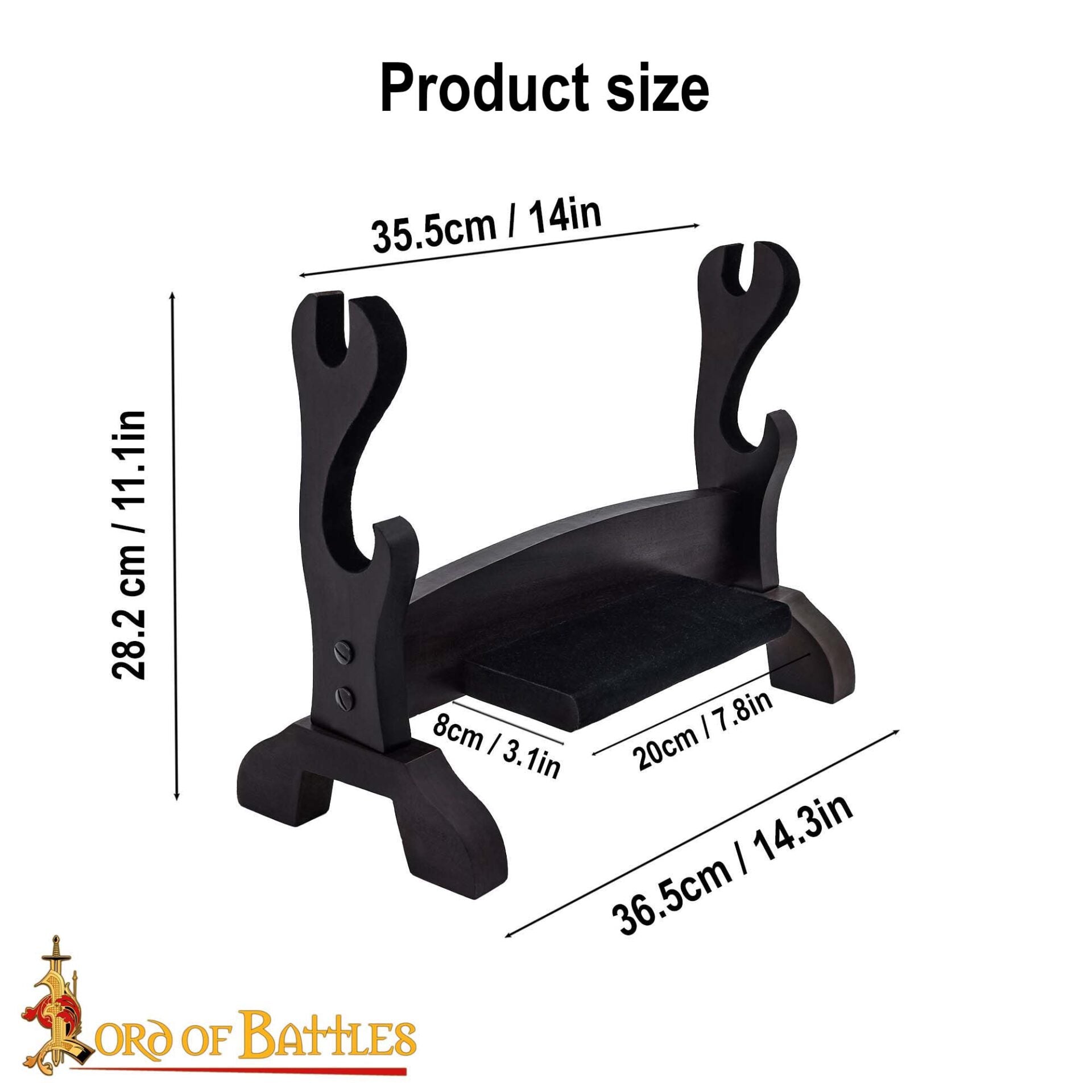 Soporte para Hacha/espada de Dos Niveles Hecho a Mano en Auténtica Madera Dura - Imagen 3