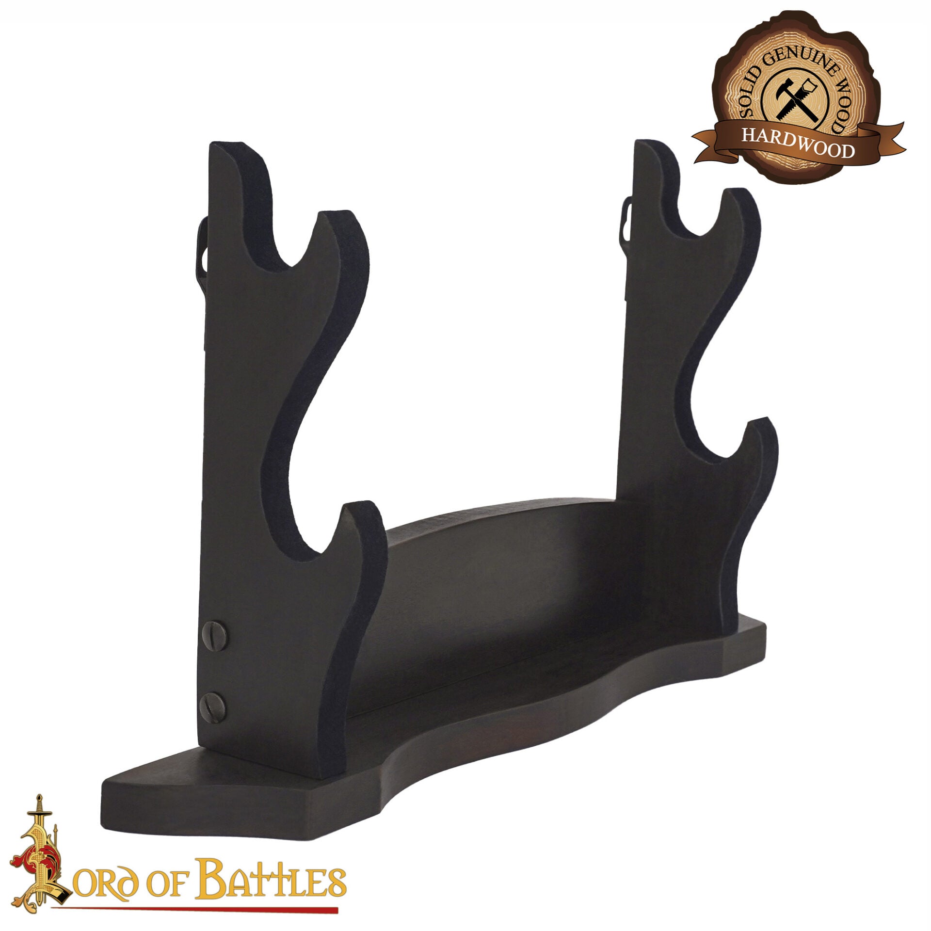 Expositor de Espadas de Madera Pulida de Dos Pisos - Soporte para Armas Medievales para Pared o Estantería - Imagen 4