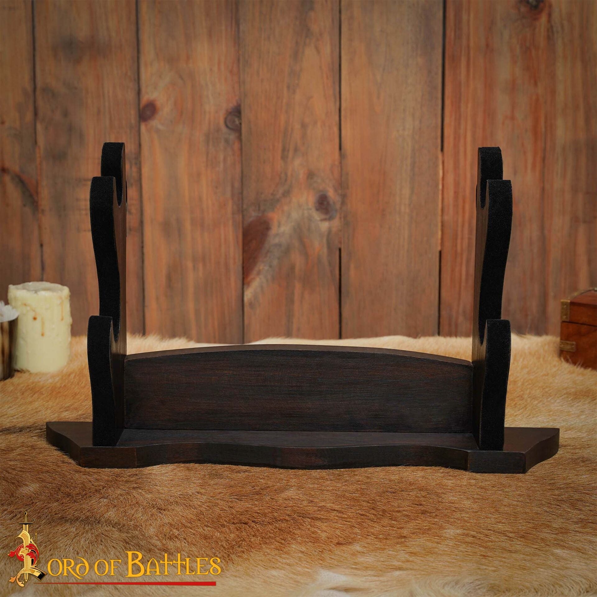 Expositor de Espadas de Madera Pulida de Dos Pisos - Soporte para Armas Medievales para Pared o Estantería - Imagen 7