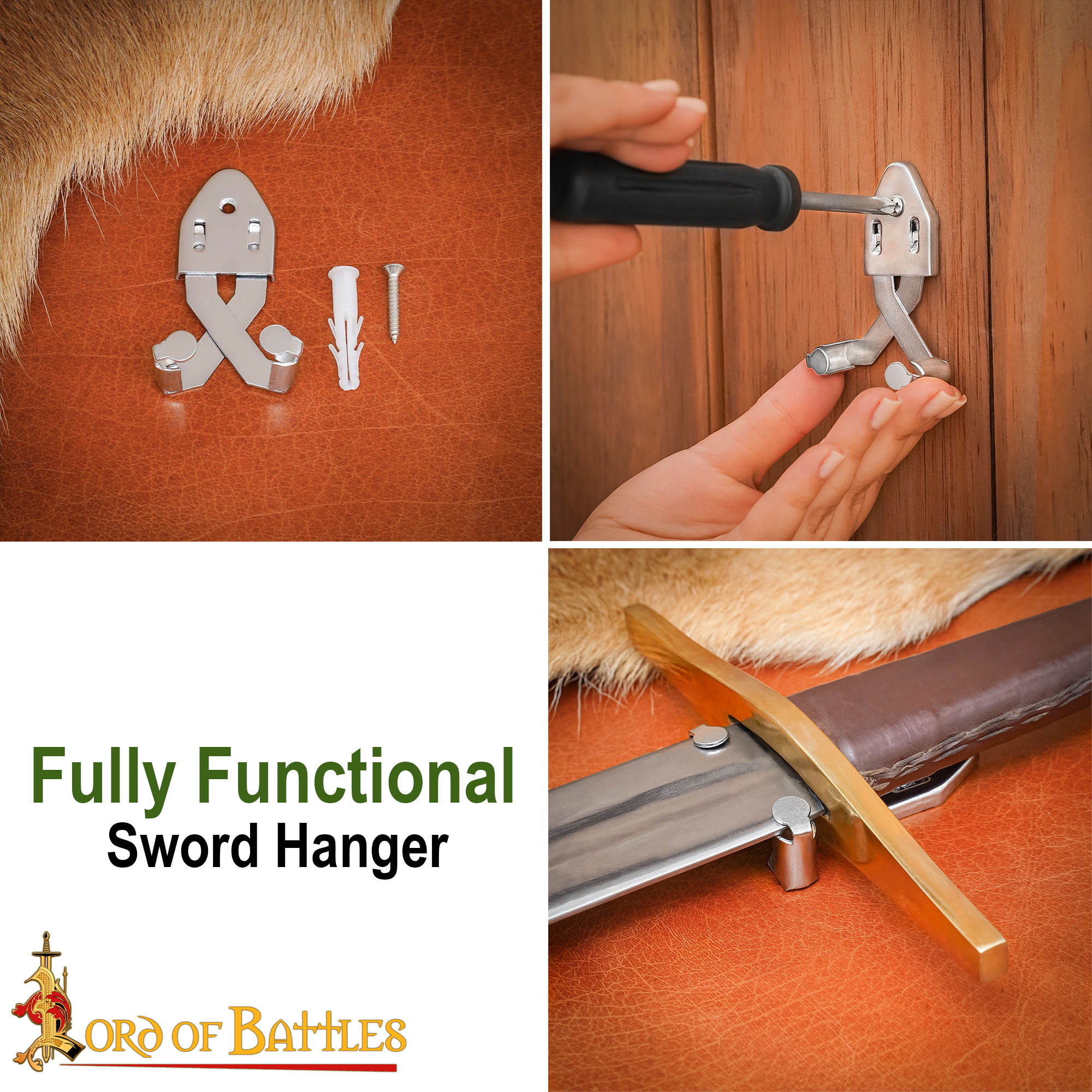 Colgador de Espadas - Colgador de Pared para Espadas Medievales, Vikingas y de Colección - Imagen 7