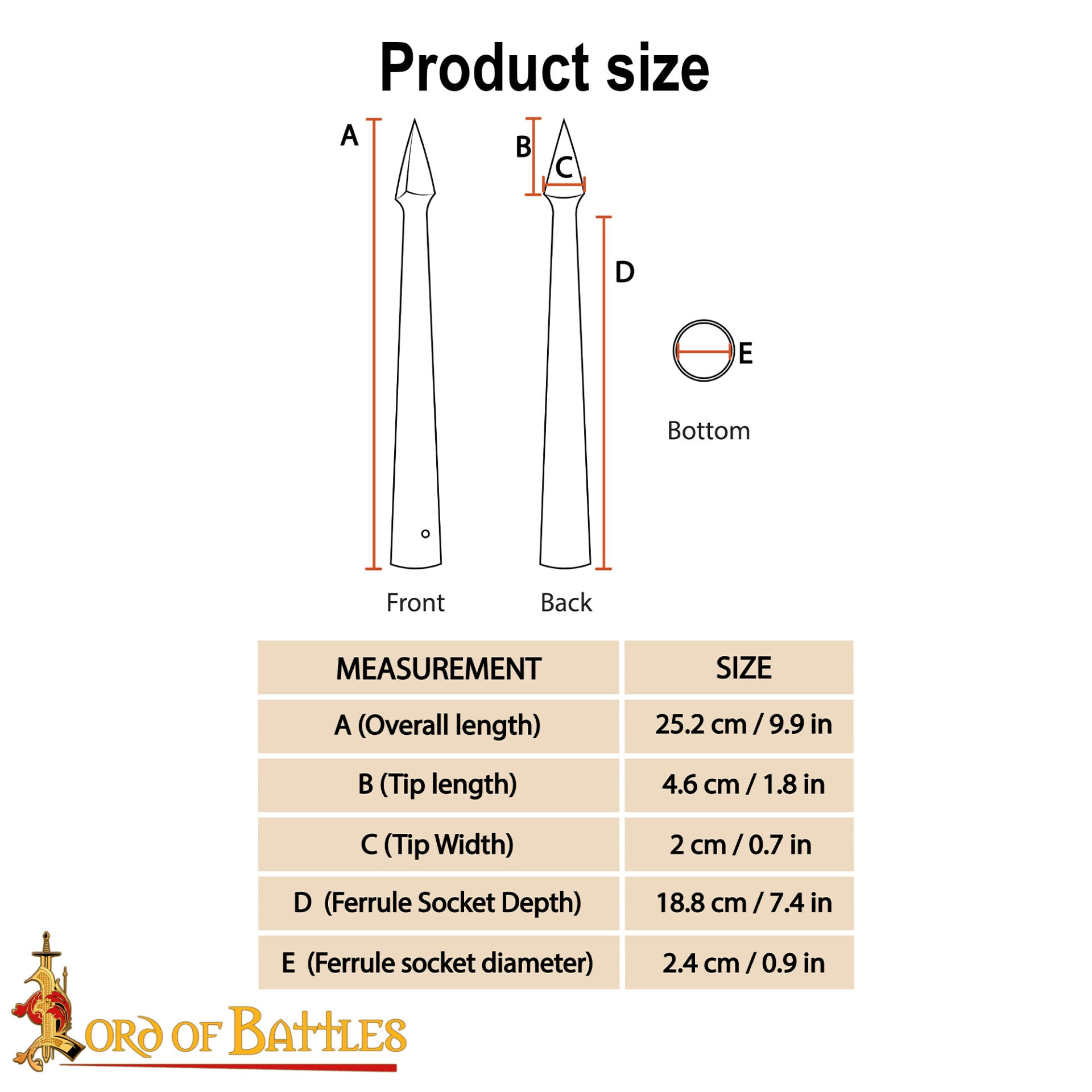 Cabeza de Lanza Triangular Medieval, Punta de Lanza de Acero para Larp y Coleccionistas - Imagen 3