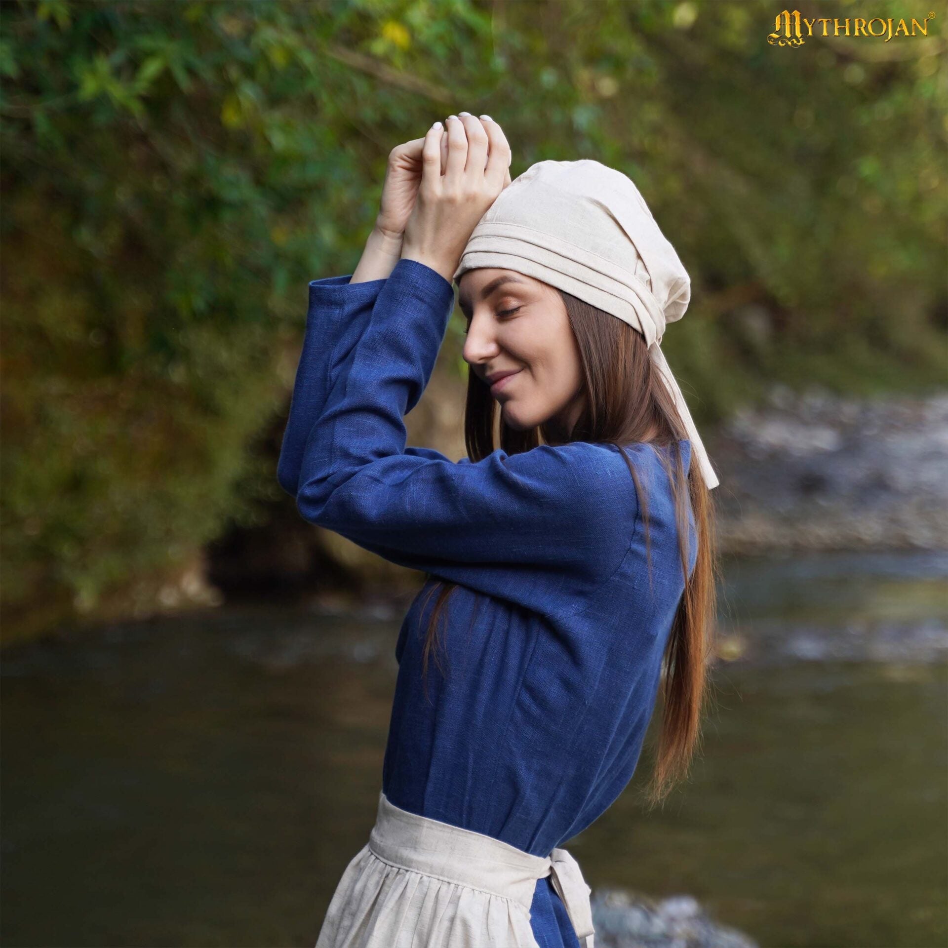 Gorro de Santa Birgita: Sombrero Medieval Modesto y Práctico de Mezcla de Lino y Algodón para Recreaciones y Larp - Imagen 5