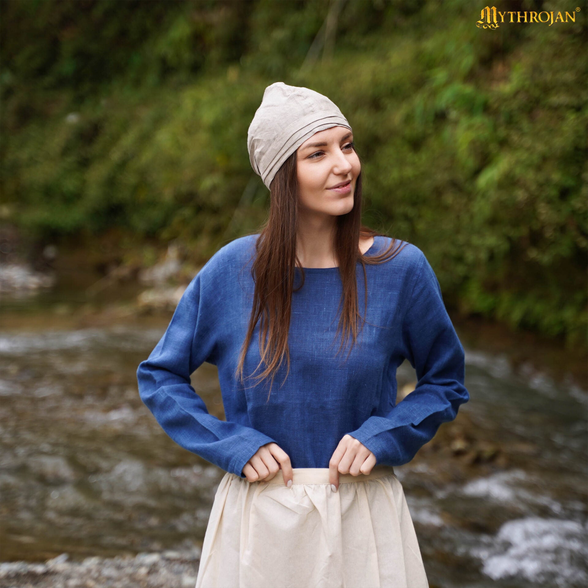 Gorro de Santa Birgita: Tocado Medieval Auténtico 100% de Lino para Recreaciones E Historia Viva - Imagen 2