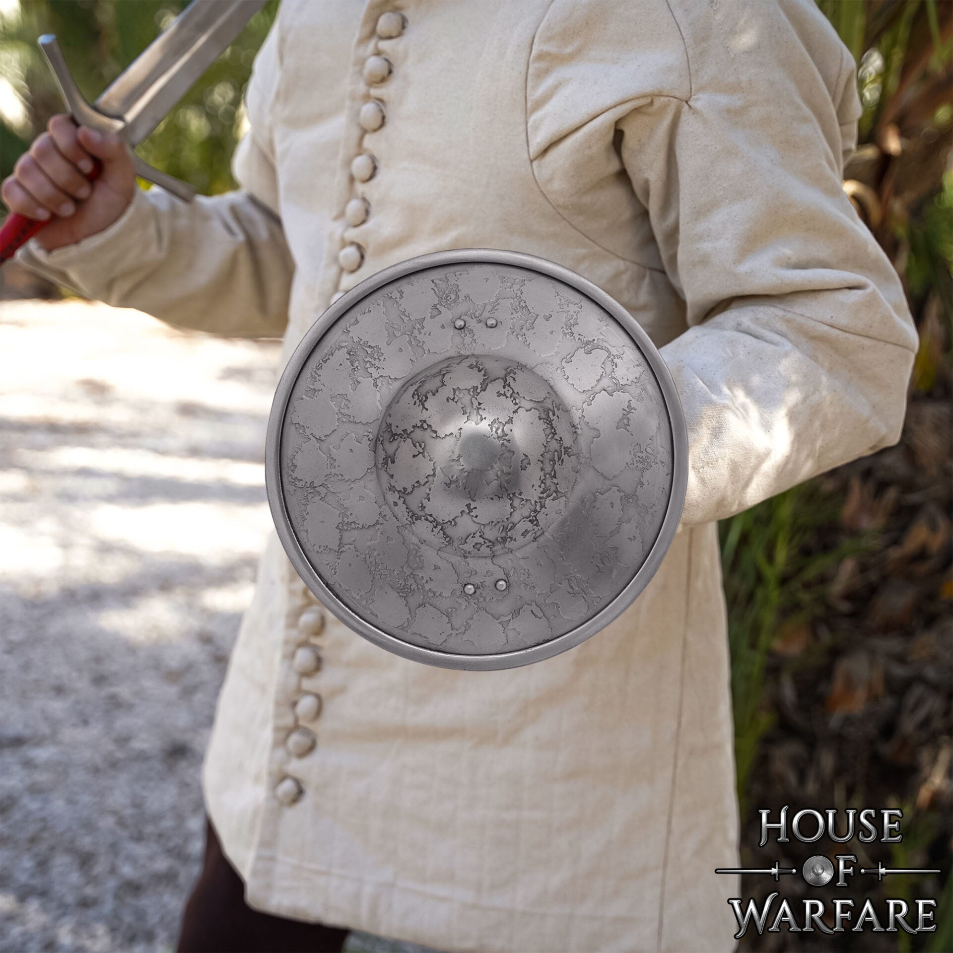 Escudo Hebilla Medieval de Acero con Mango Remachado y Bordes Enrollados Larp & Combat Ready - Imagen 5