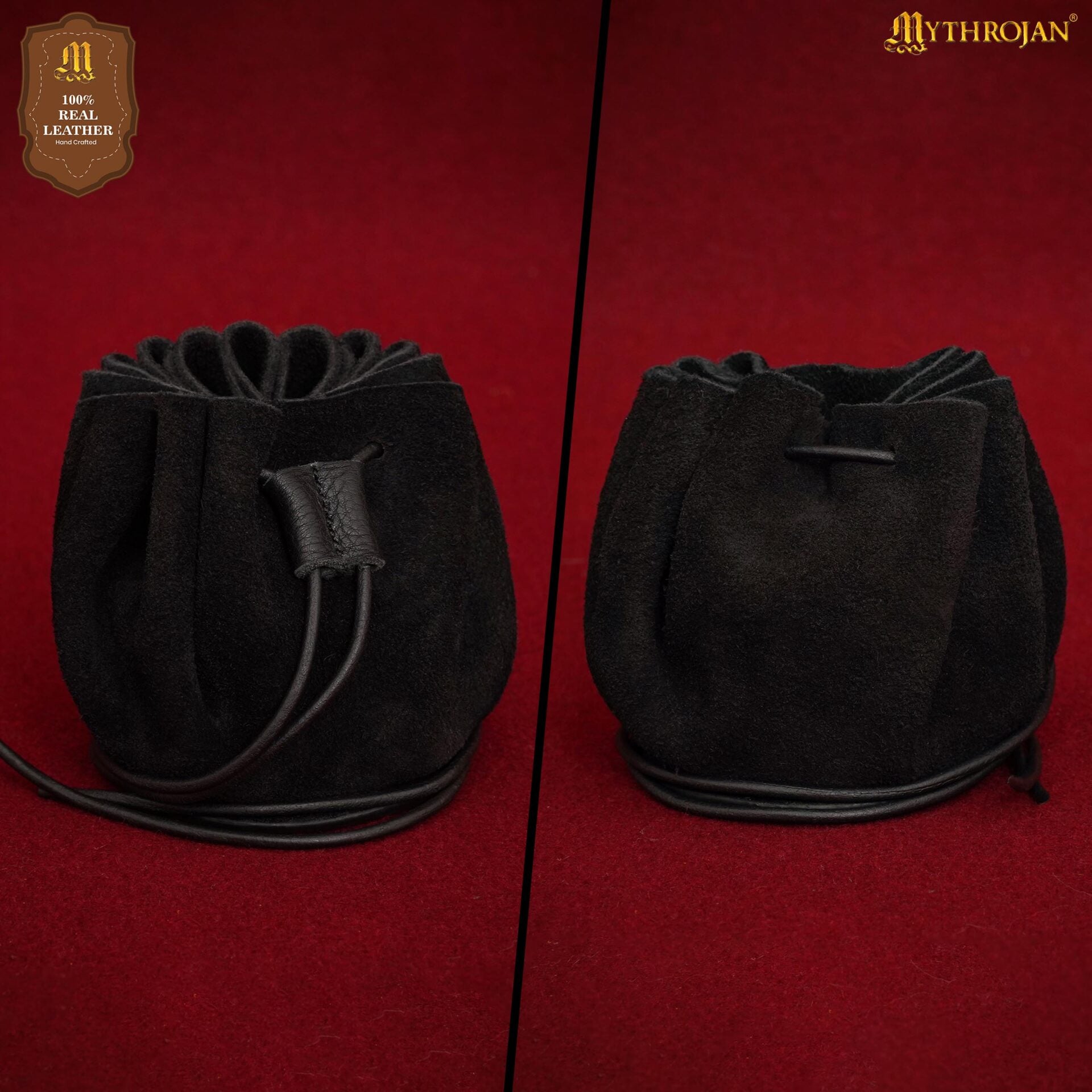 Mythrojan Medieval Joyería Cinturón Bolsa Larp Renacimiento Riñonera Negro - Imagen 2