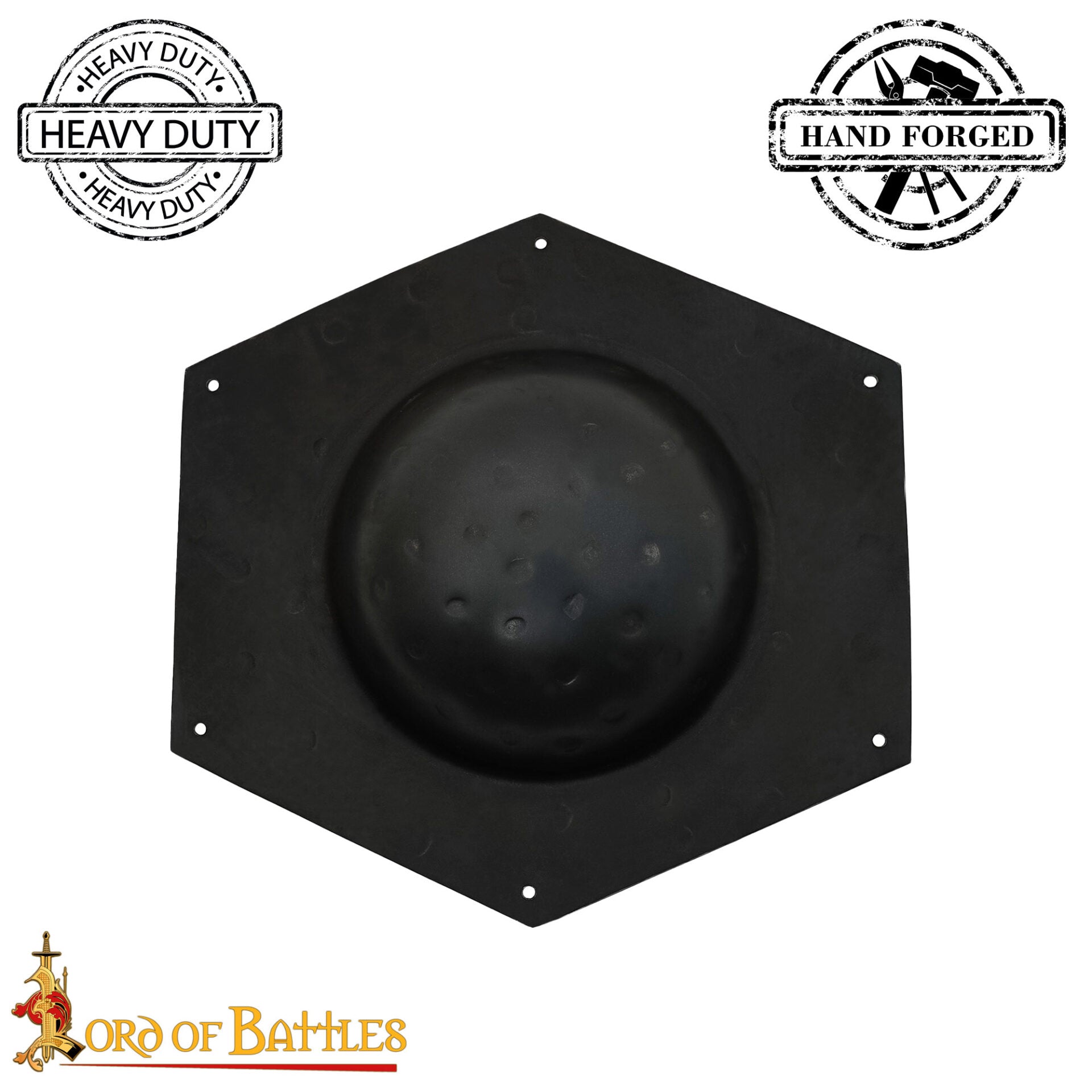 Escudo Hexagonal Forjado a Mano Umbo - Jefe Acero Medieval - Imagen 6