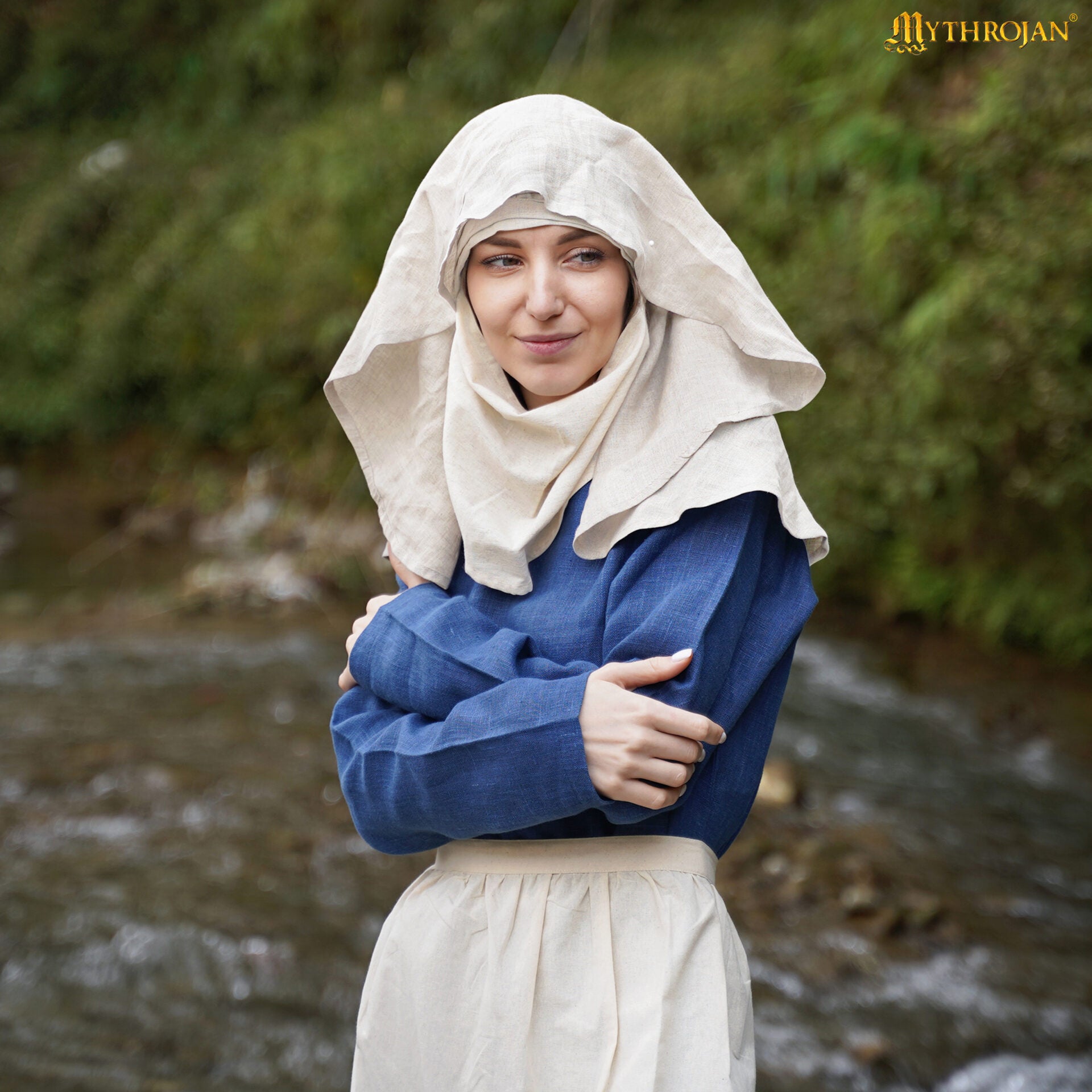 Velo de Media Luna de Lino y Algodón del Siglo Xv: Elegante y Práctico Tocado para Recreaciones y Larp - Imagen 1