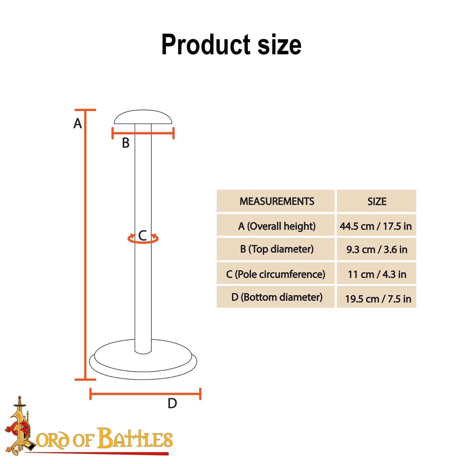Soporte para Casco Medieval de Madera - Acabado Nogal, Base Redonda - Imagen 3
