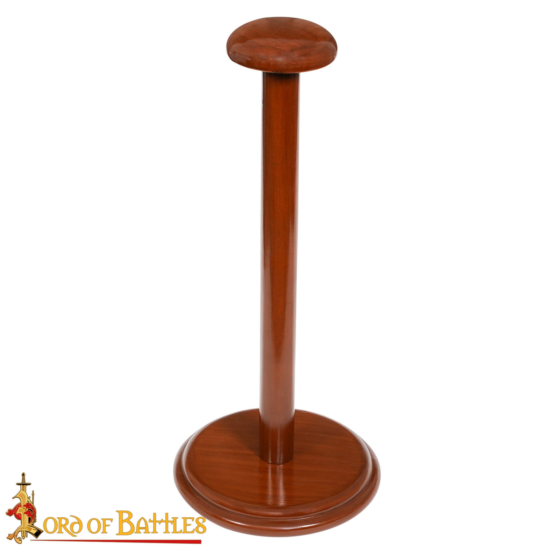 Soporte para Casco Medieval de Madera - Acabado Nogal, Base Redonda - Imagen 5