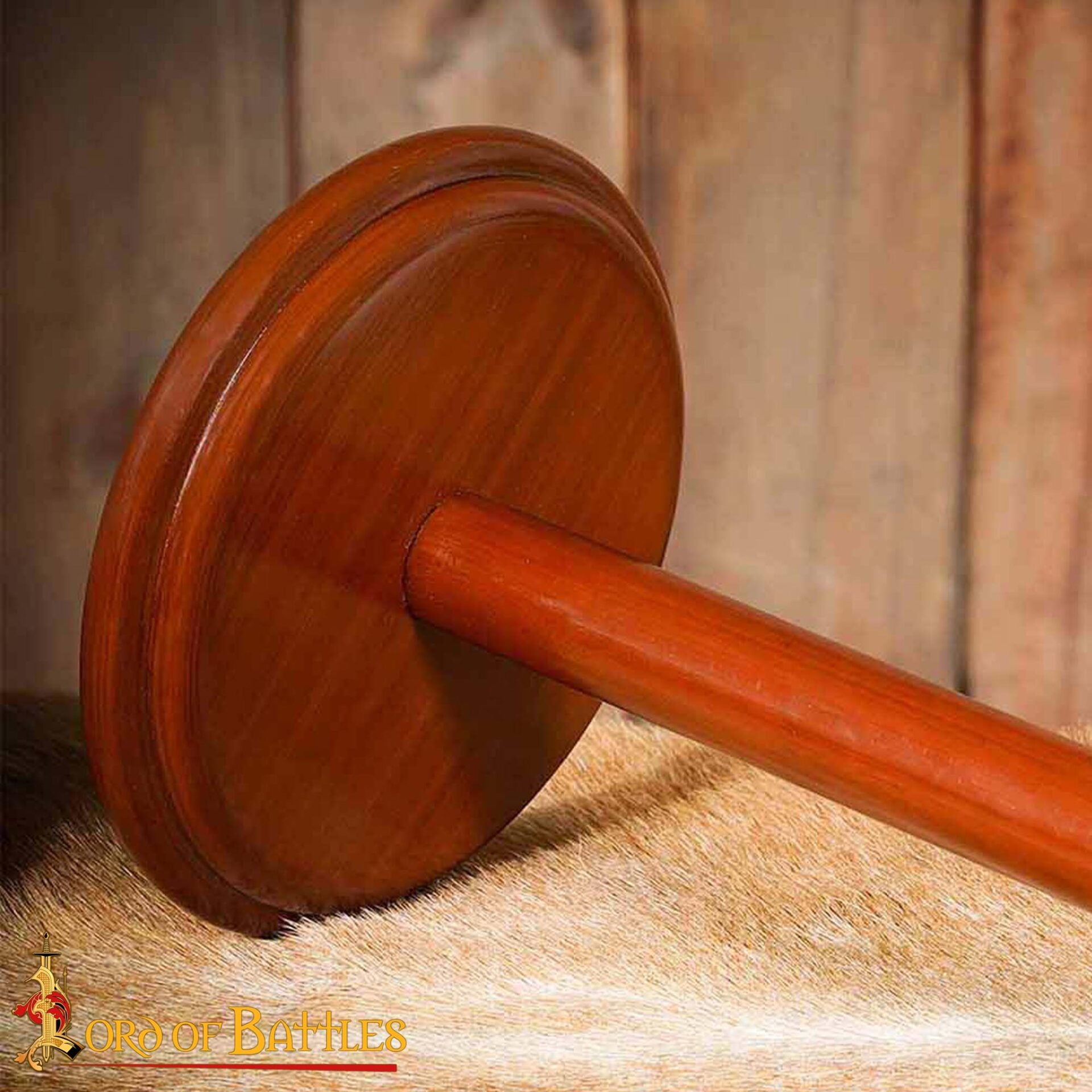 Soporte para Casco Medieval de Madera - Acabado Nogal, Base Redonda - Imagen 17