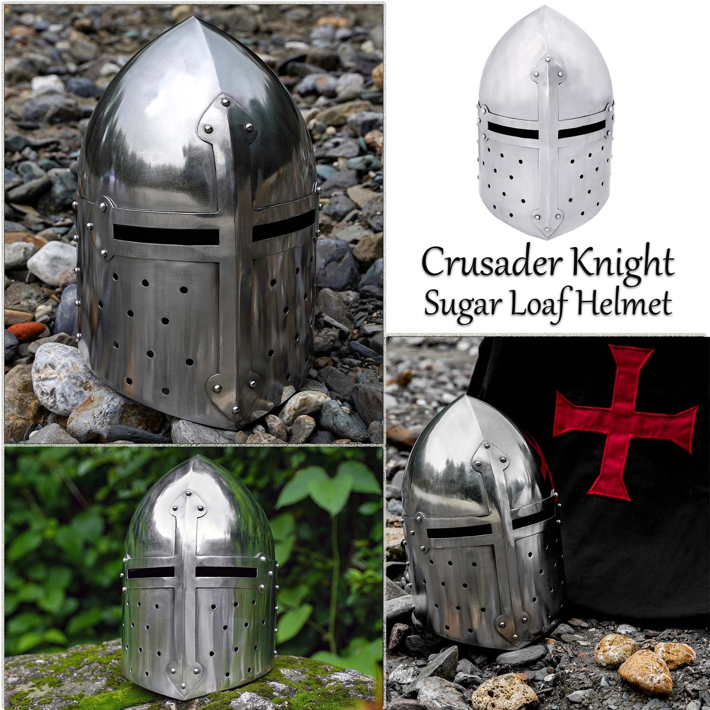 Casco Medieval Sugar Loaf con Forro Acolchado- Larp, Display - Imagen 8