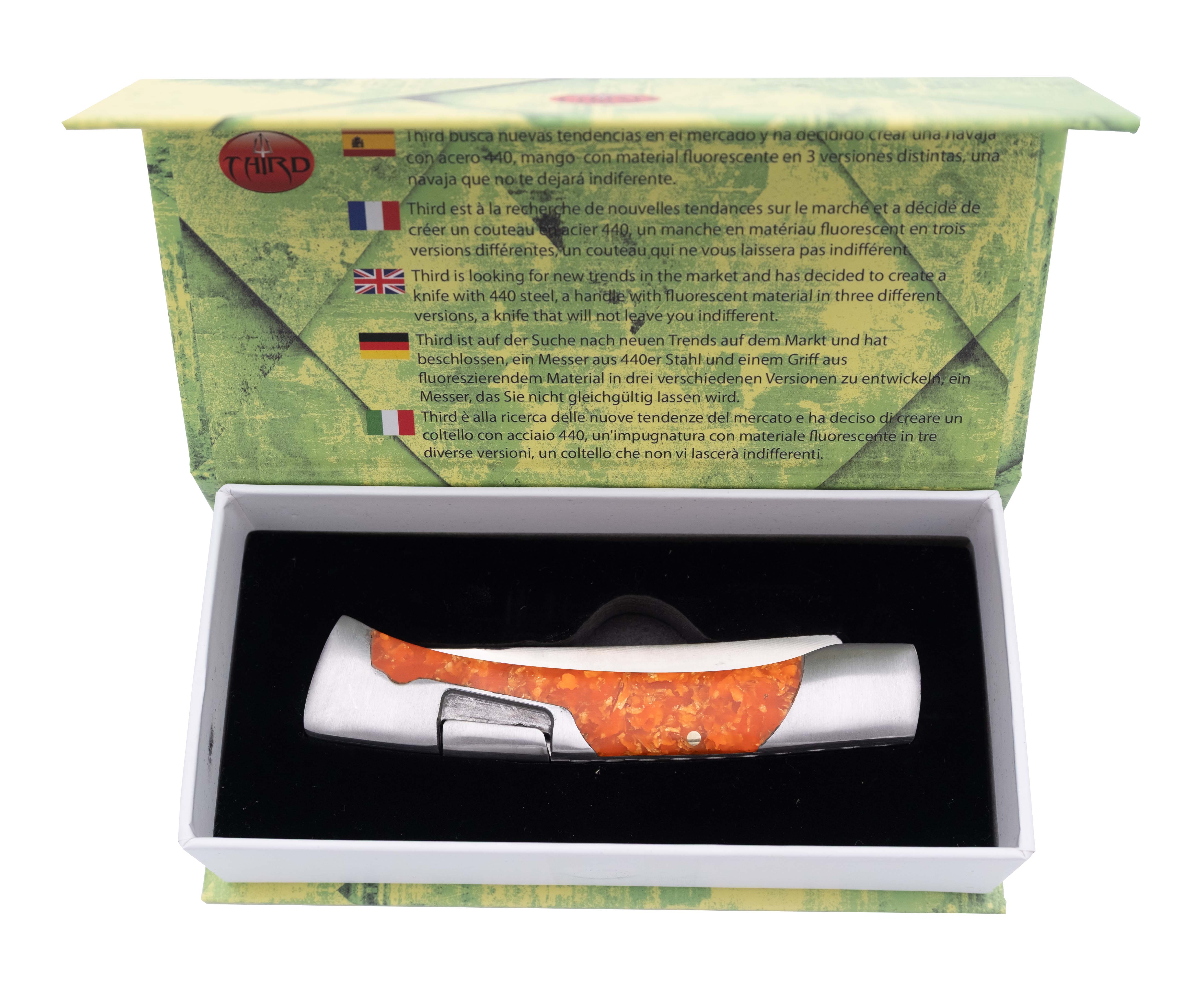 Navajas Third con Acrílico Fluorescente Acero 440 Varios Colores