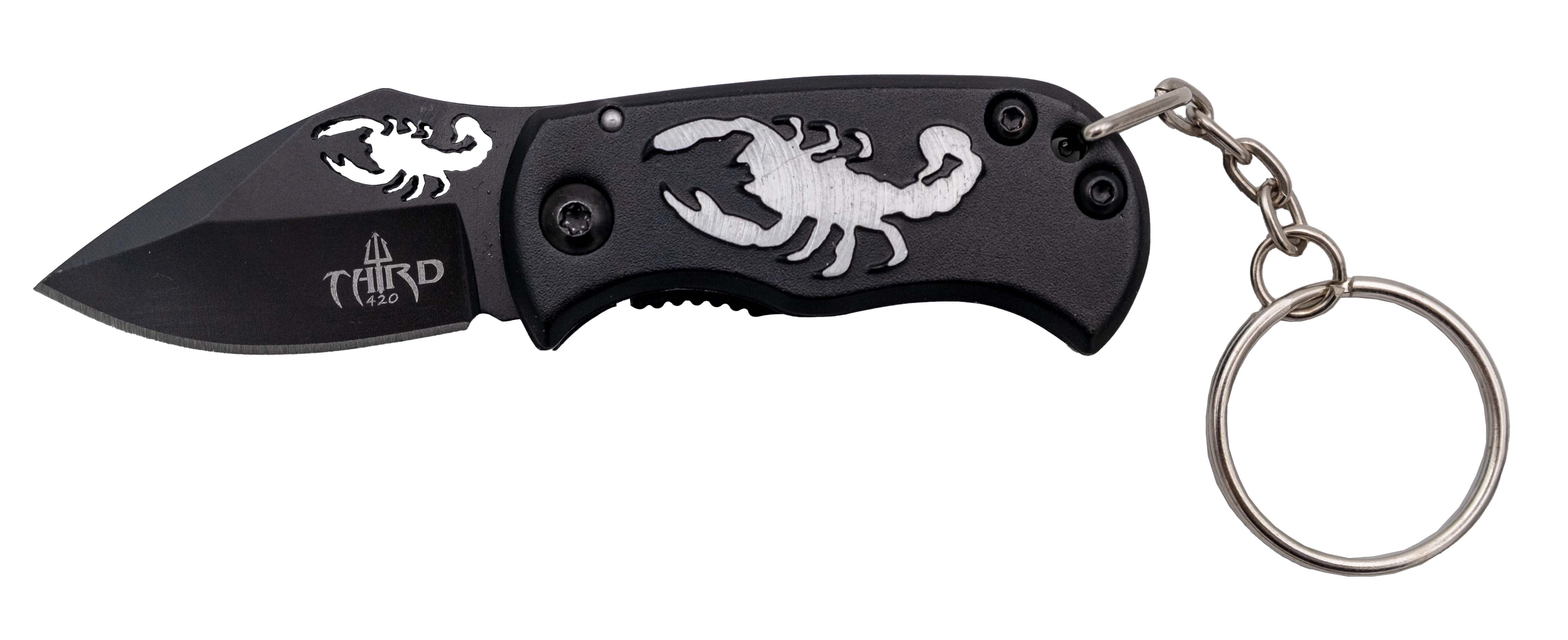 Navaja Llavero Third Negra con Escorpión Láser