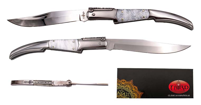 Third N50b Pearl Series White Acrylic Ratchet Knife