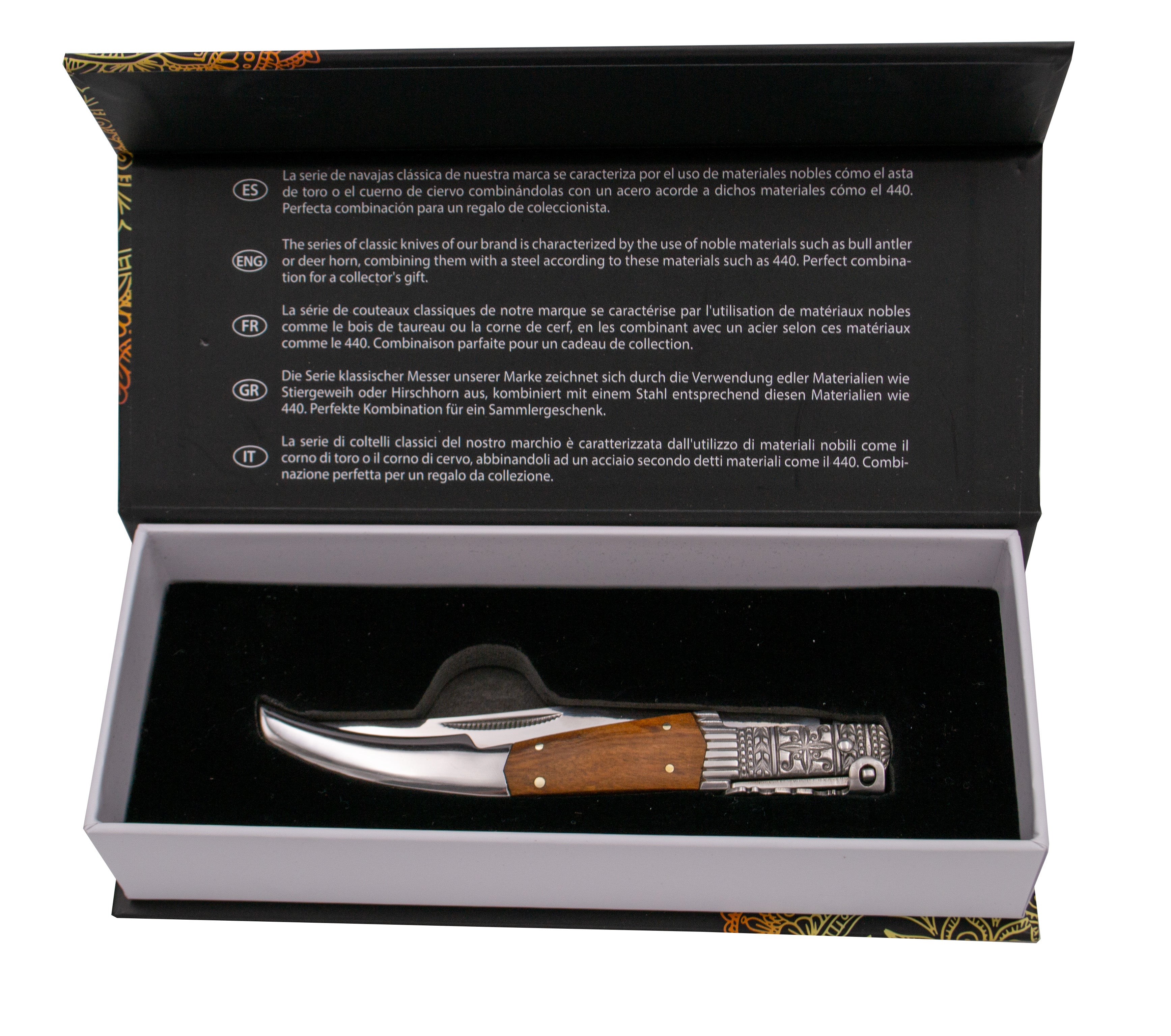 Imagen de Navaja Carraca Third N50od Seda Ámbar Madera De Olivo parte de nuestra colección en Espadas y más, sitio oficial.