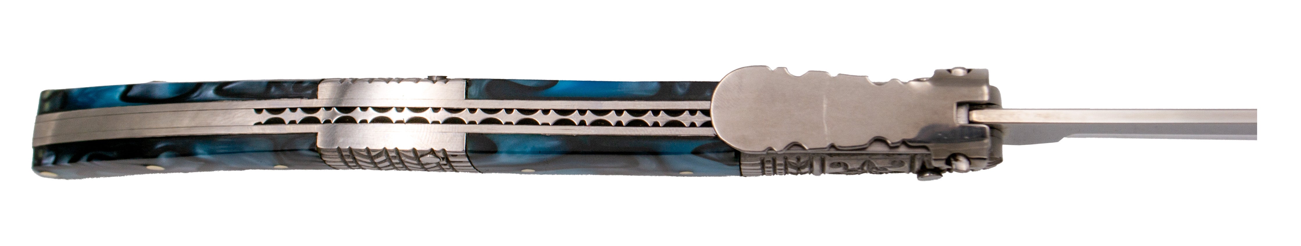 Third N54ad Decorated Sapphire Silk Ratchet Knife