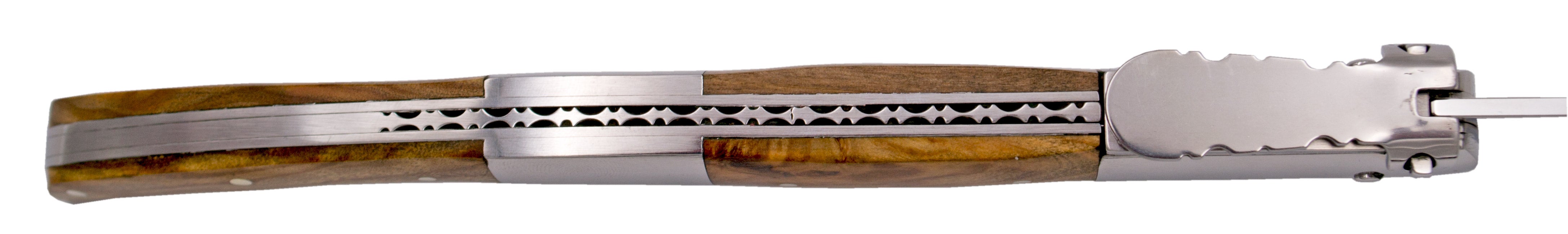 Terceira faca de catraca de madeira de oliveira da série Amber N55o