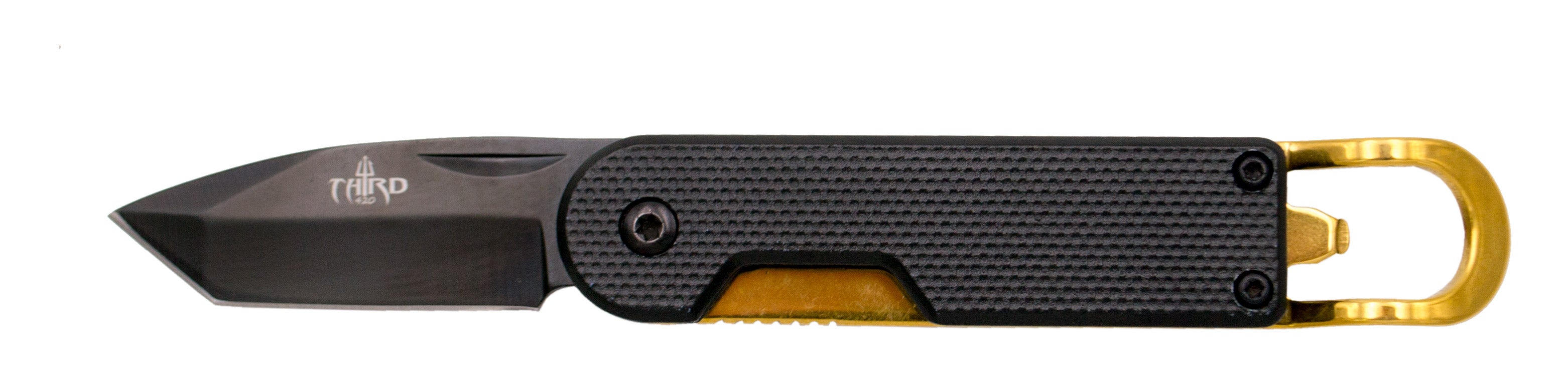 Third Knife Opener Black Aluminum Titanium Stainless Steel Blade 5.5 Cm