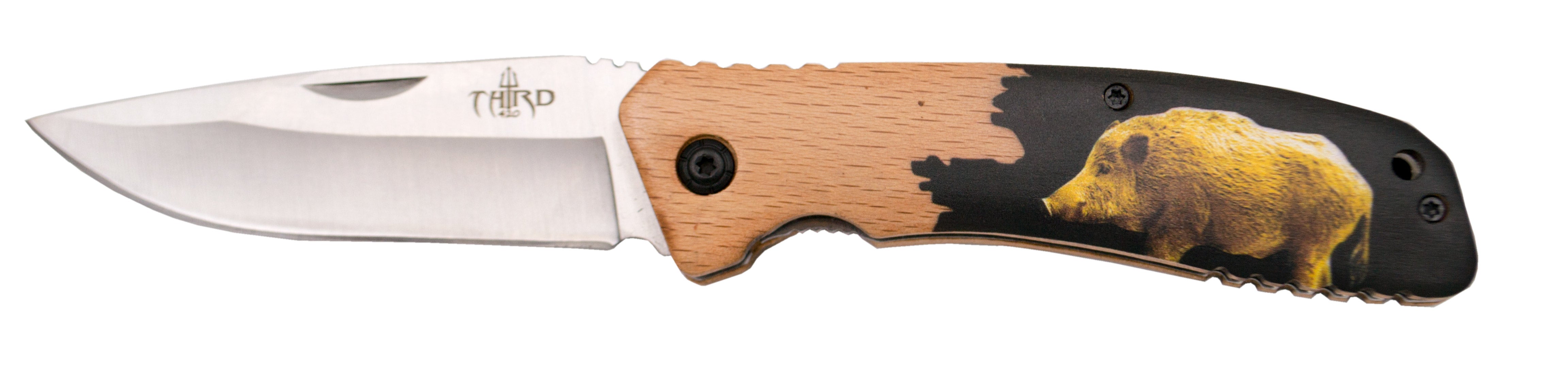 Terceira faca N65J cabo de madeira de faia com... TH--N65J