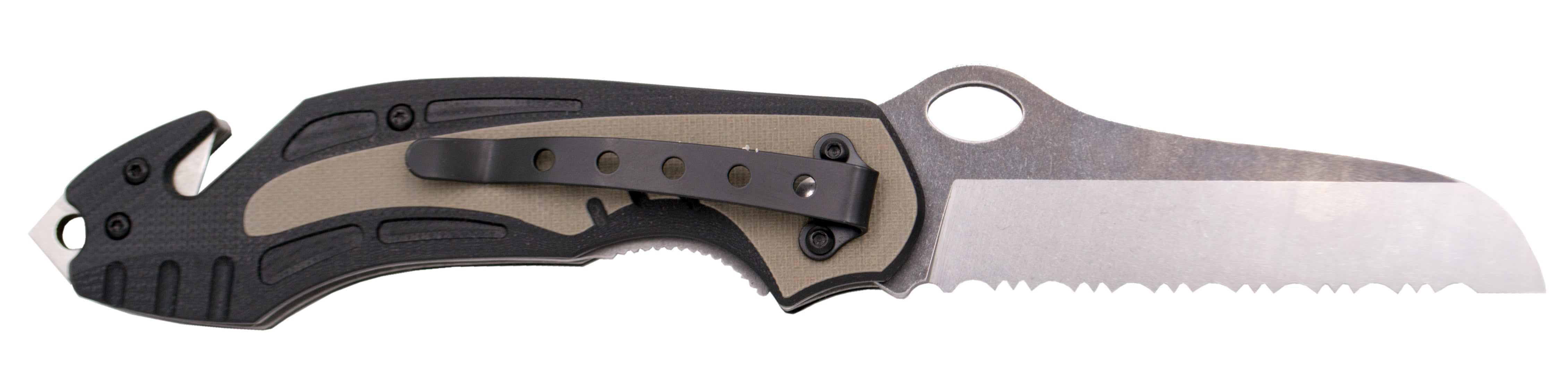 Faca de Resgate Tramuntana G10 Textura 420 Aço Preto 8,5 Cm Com Serra