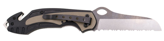 Tramuntana Rescue Knife G10 Textured Steel 420 Black 8.5 cm With Saw