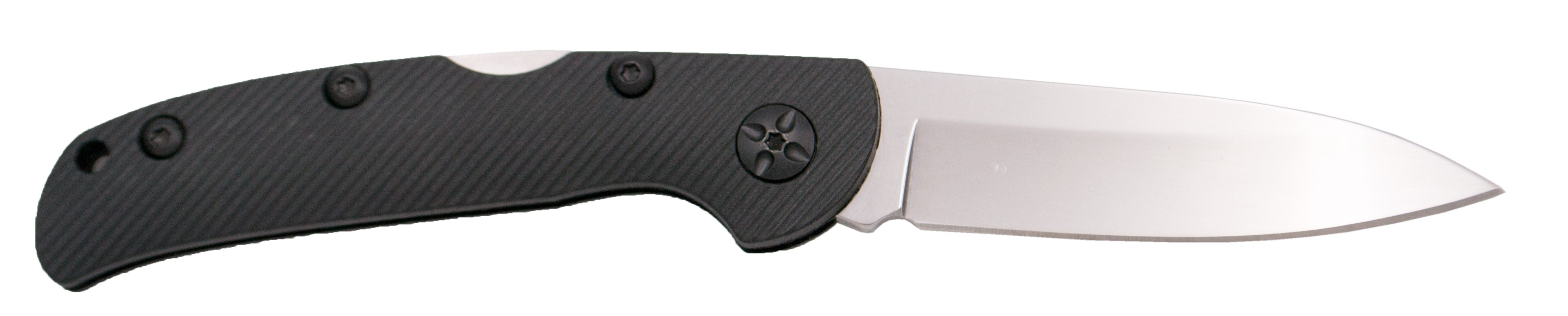 Terceira faca de travamento com cabo de fibra de nylon preto aço 420 8 cm