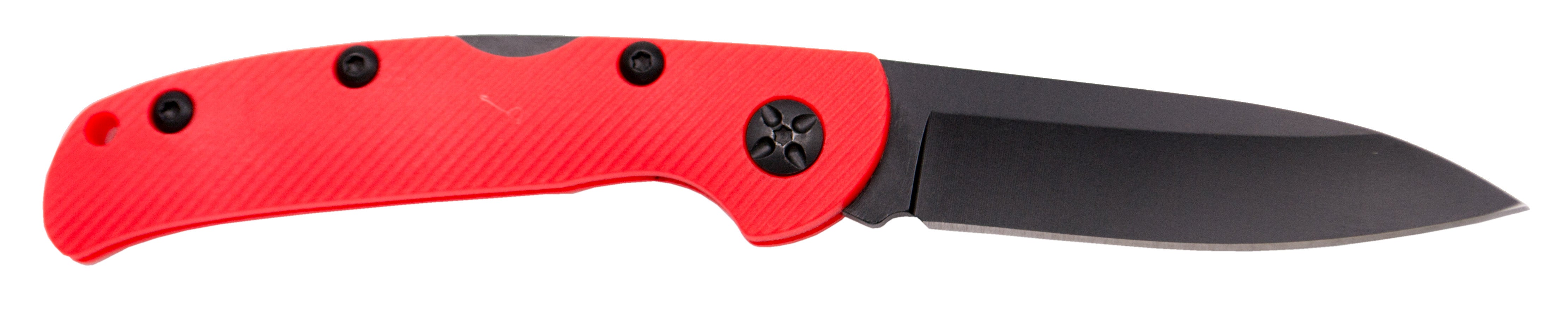 Terceira faca de travamento cabo de fibra de nylon vermelho aço 420 preto 8 cm