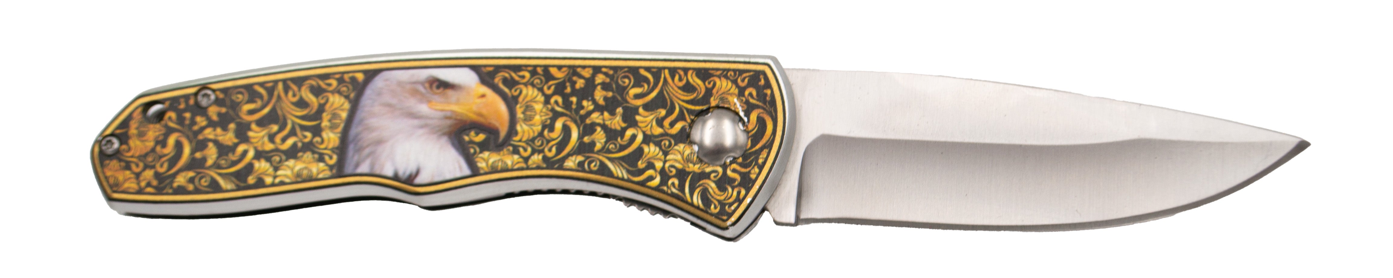 Third Knife Damascened Aluminum Eagle Steel 420 9 Cm