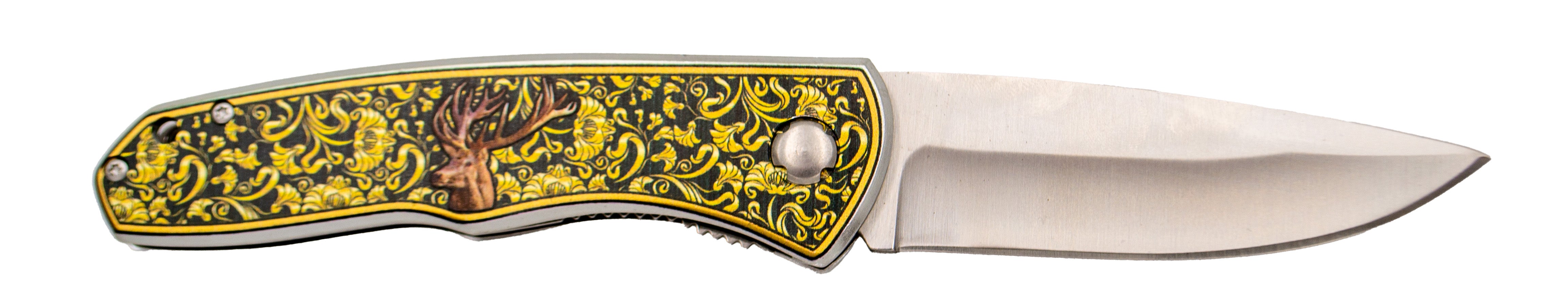 Third Knife Damascened Aluminum Deer Steel 420 9 Cm