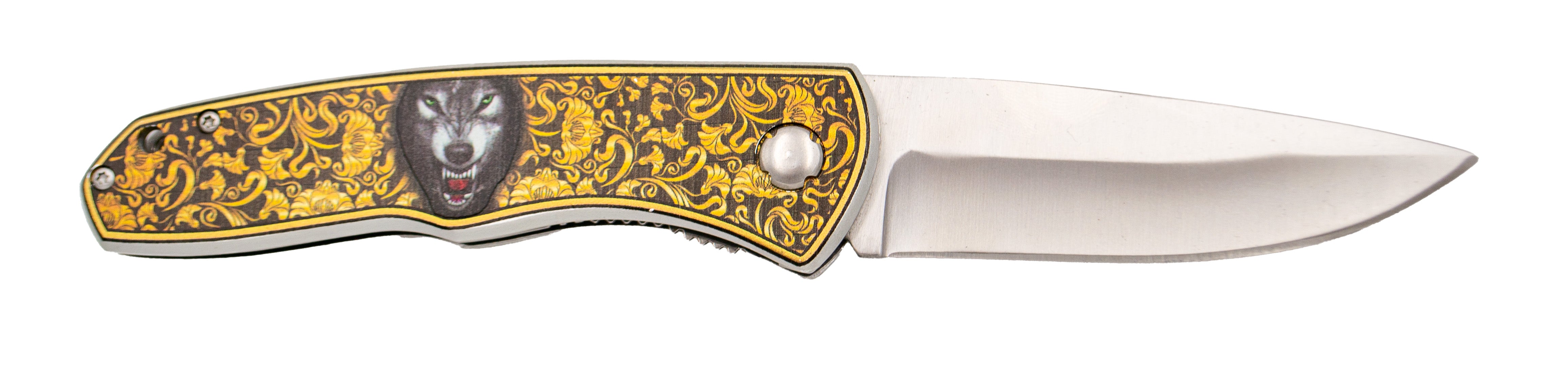 Third Knife Damascened Aluminum Wolf Steel 420 9 Cm