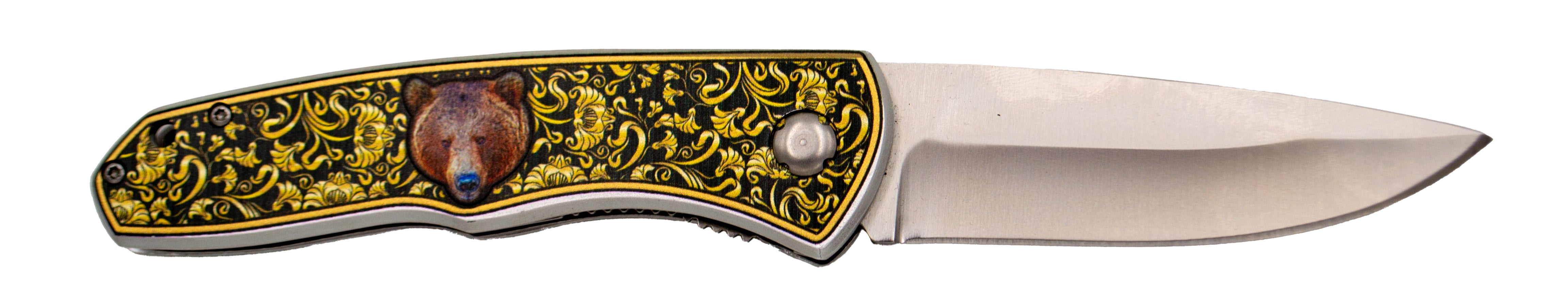 Third Knife Damascened Aluminum Bear Steel 420 9 Cm