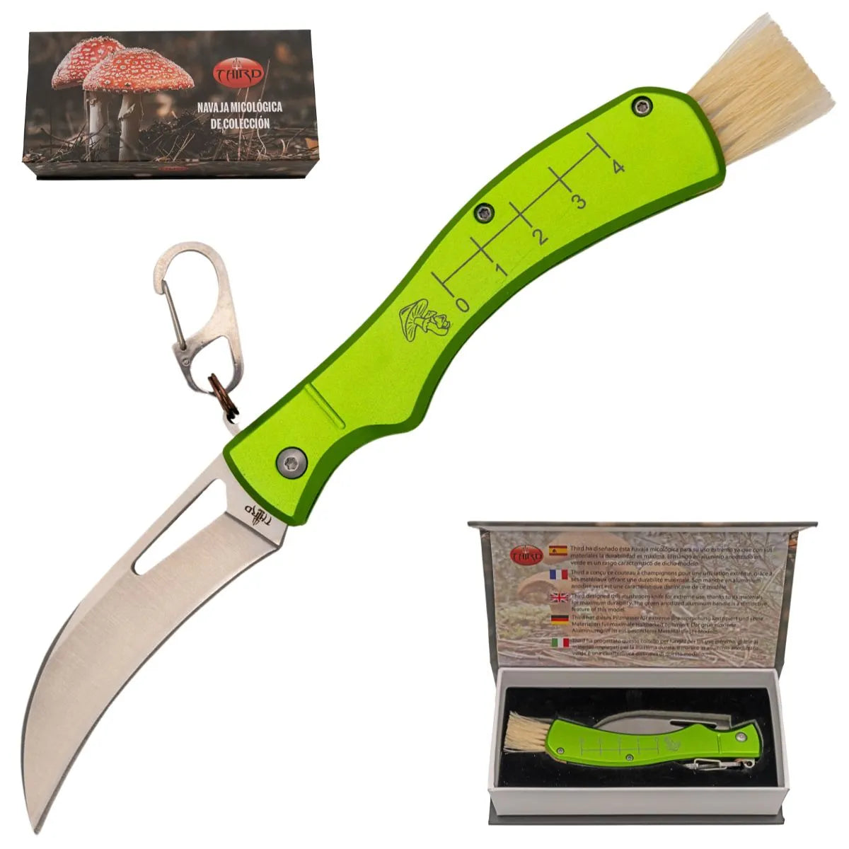 Navaja Micológica Third con Mango Anodizado Verde