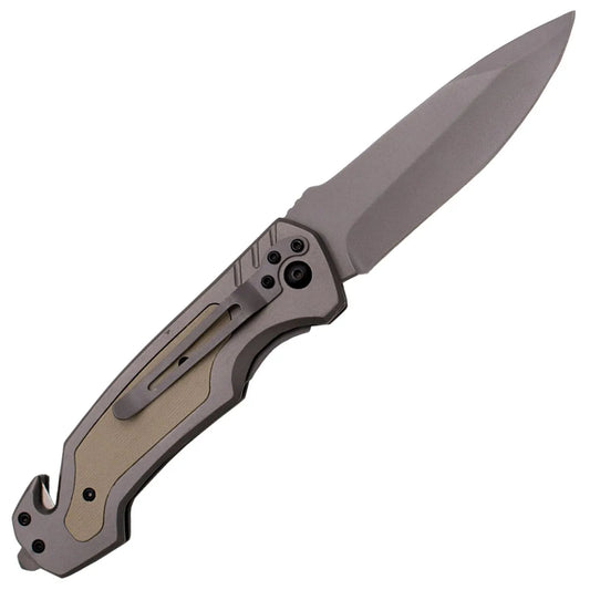Navaja Rescate Tramuntana Acero Inoxidable Titanio G10 Marrón