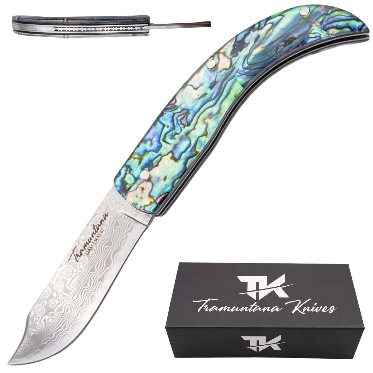 Navaja Rústica Tramuntana Knives en Acero de Damasco