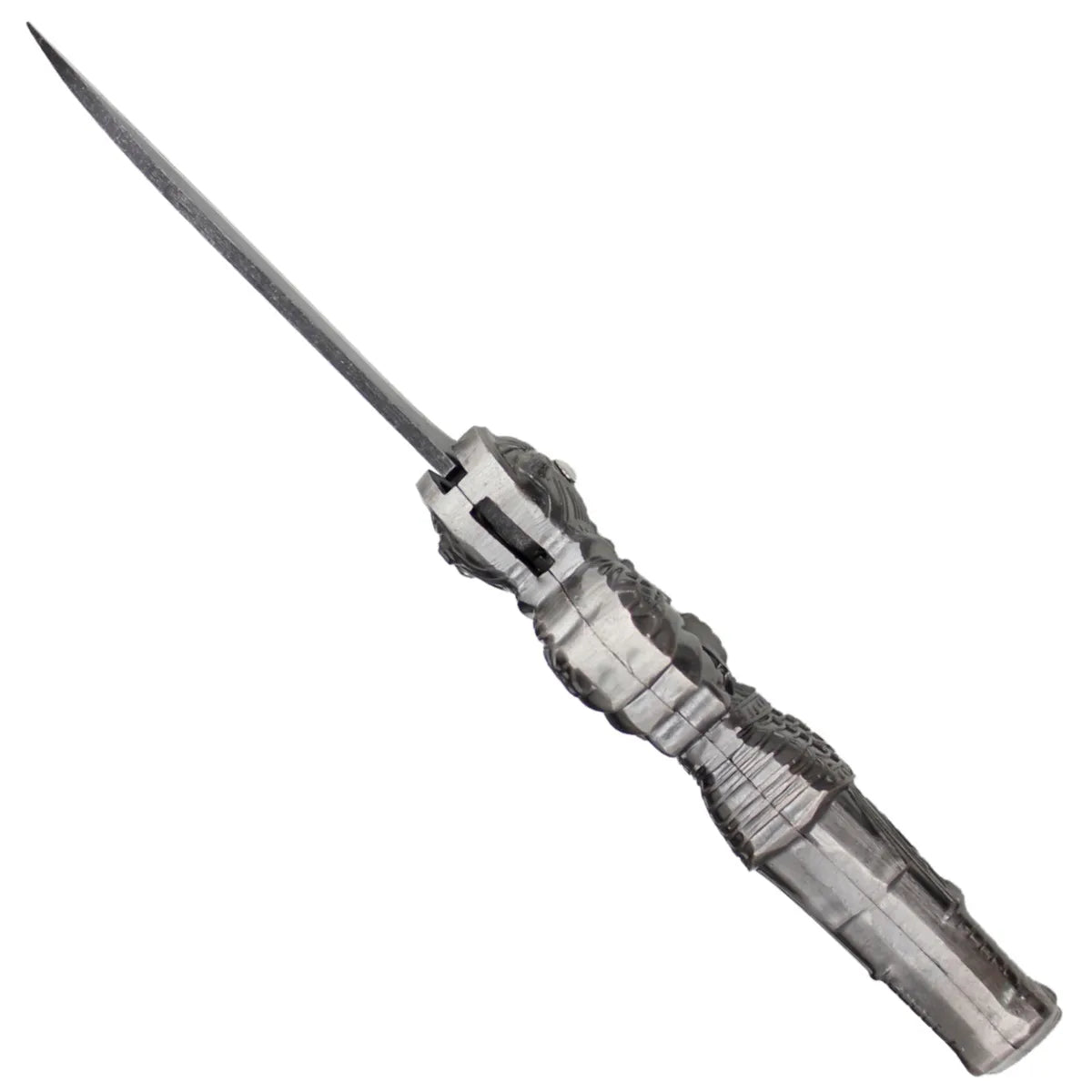 Navaja Third Guerrero Medieval - Mango Zamak y Hoja de Acero 420 plata