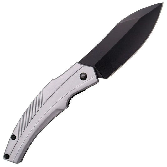 Navaja Third Mango Aluminio Gris Hoja Acero Inox Negro 7,5 Cm