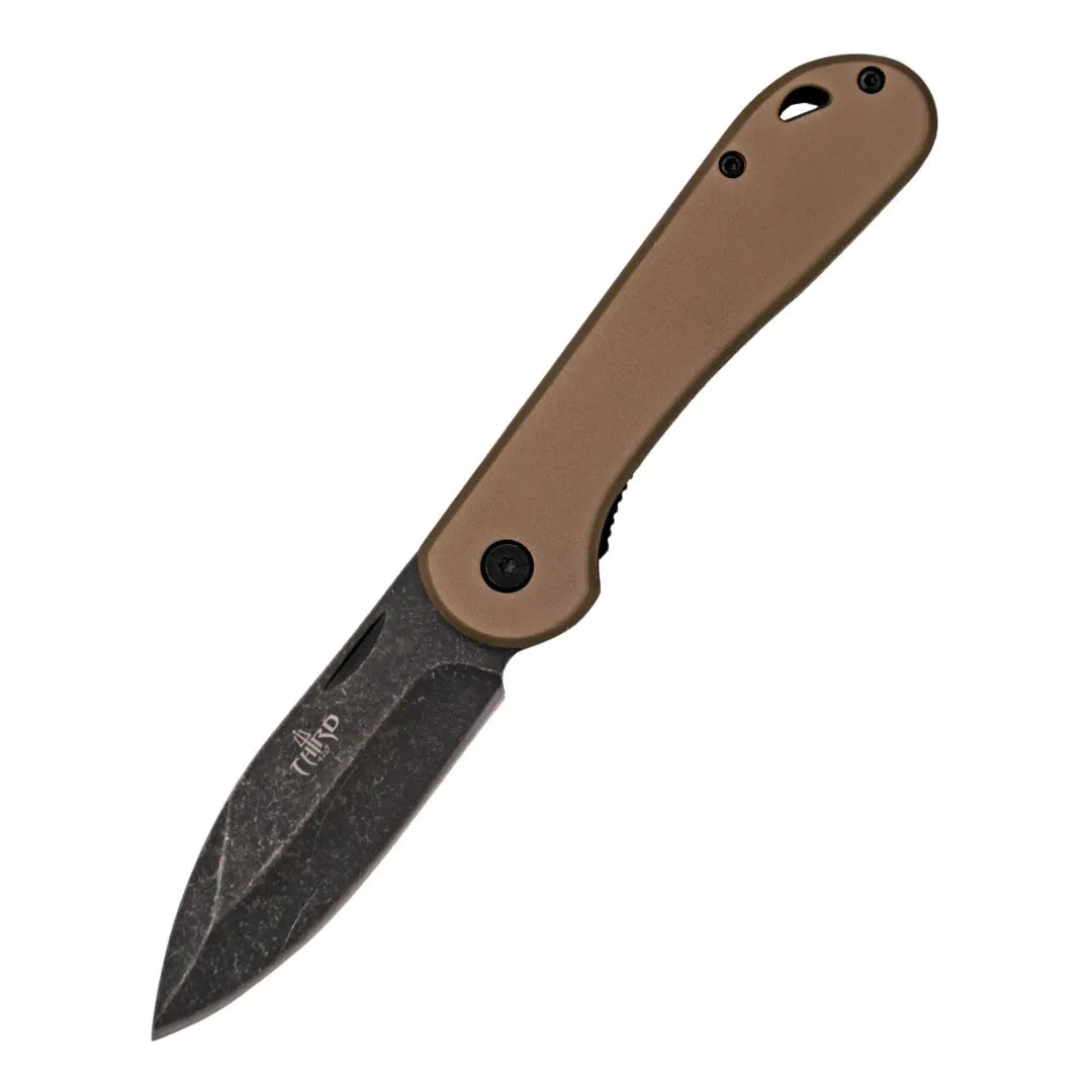 Navaja Third – Mango de Aluminio Marrón y Hoja Acero 420