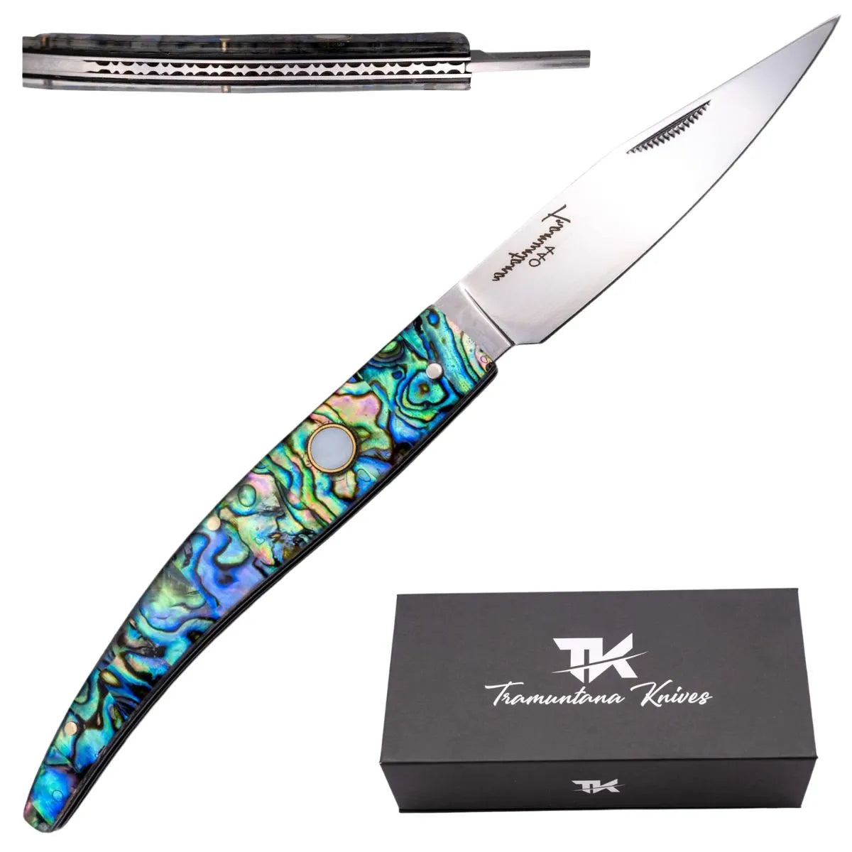 Navaja Tramuntana Punta Brillo Espejo Mango Abulón