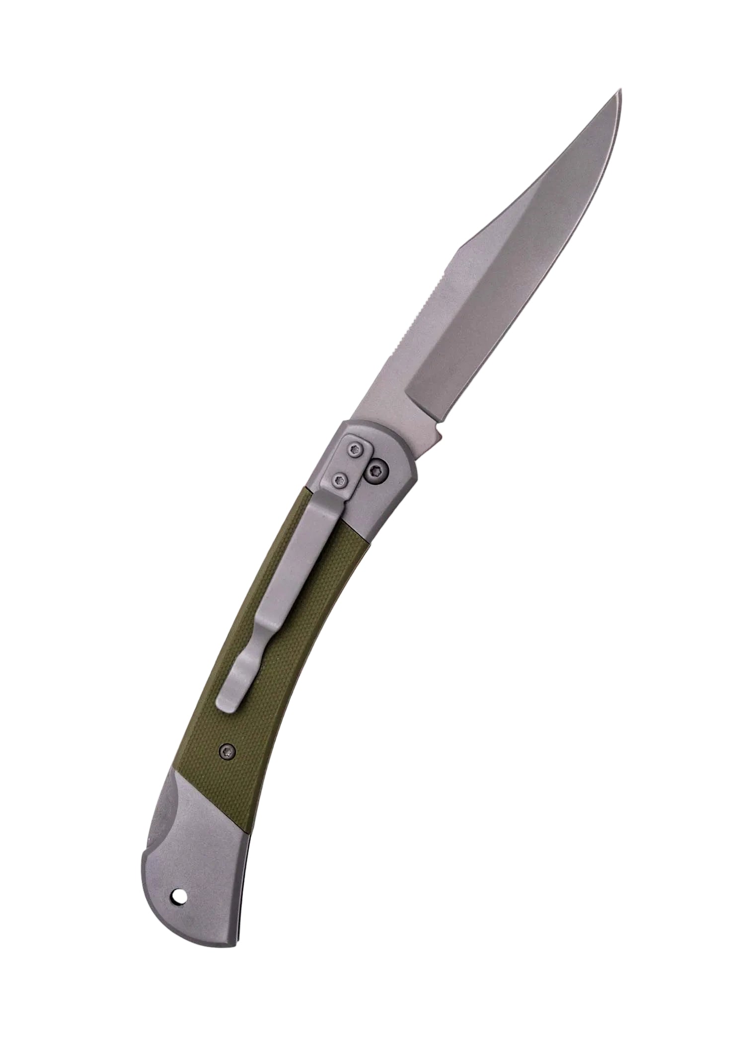 Navaja de Acero Inoxidable Coronel Tramuntana Gris G10 Verde trasera Espadas y Más