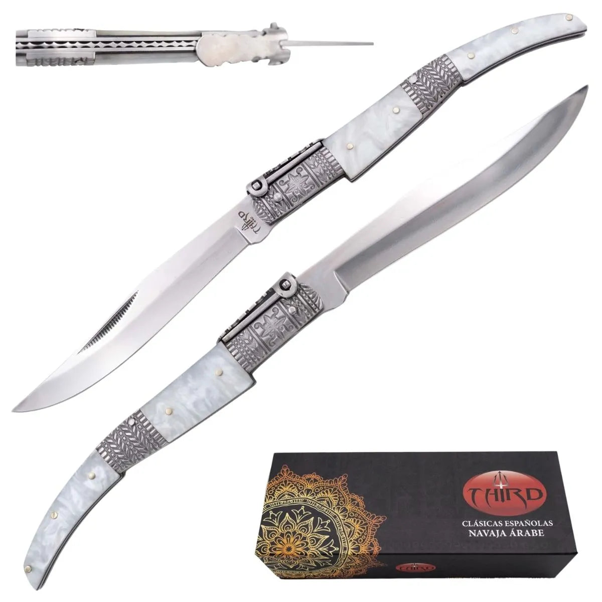 Navaja de Carraca Decorativa Seda Perla Inspiración Española