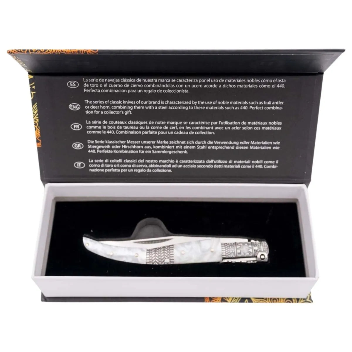 Navaja de Carraca Decorativa Seda Perla Inspiración Española