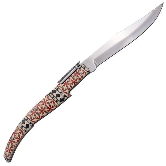 Navaja de Carraca Third Serie Madera de Arce Acero 440 11 cm - blanco/rojo