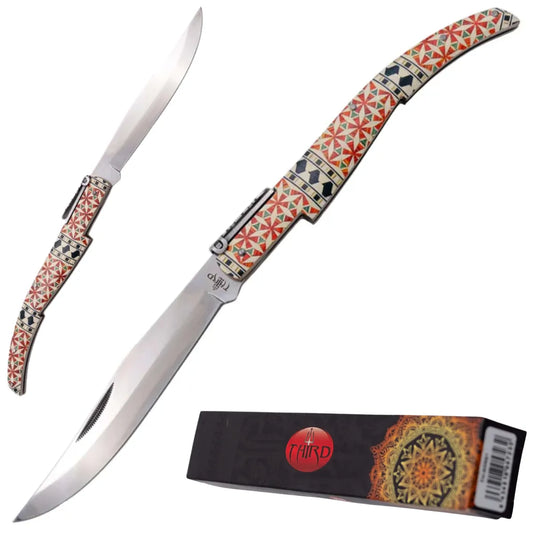 Navaja de Carraca Third Serie Madera de Arce Acero 440 15 cm - rojo/blanco