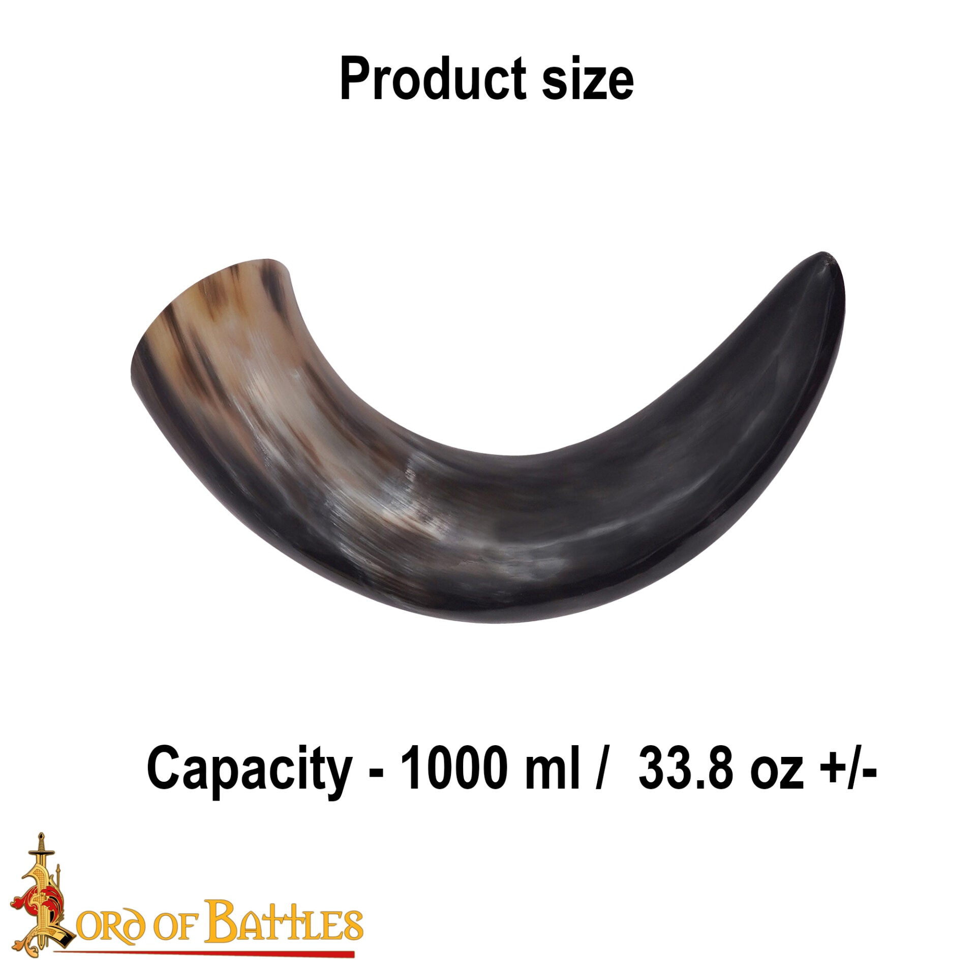 Cuerno Medieval Vikingo Nórdico para Beber - Hecho a Mano con Auténtico Cuerno de Buey (1000 Ml de Capacidad) - Imagen 3