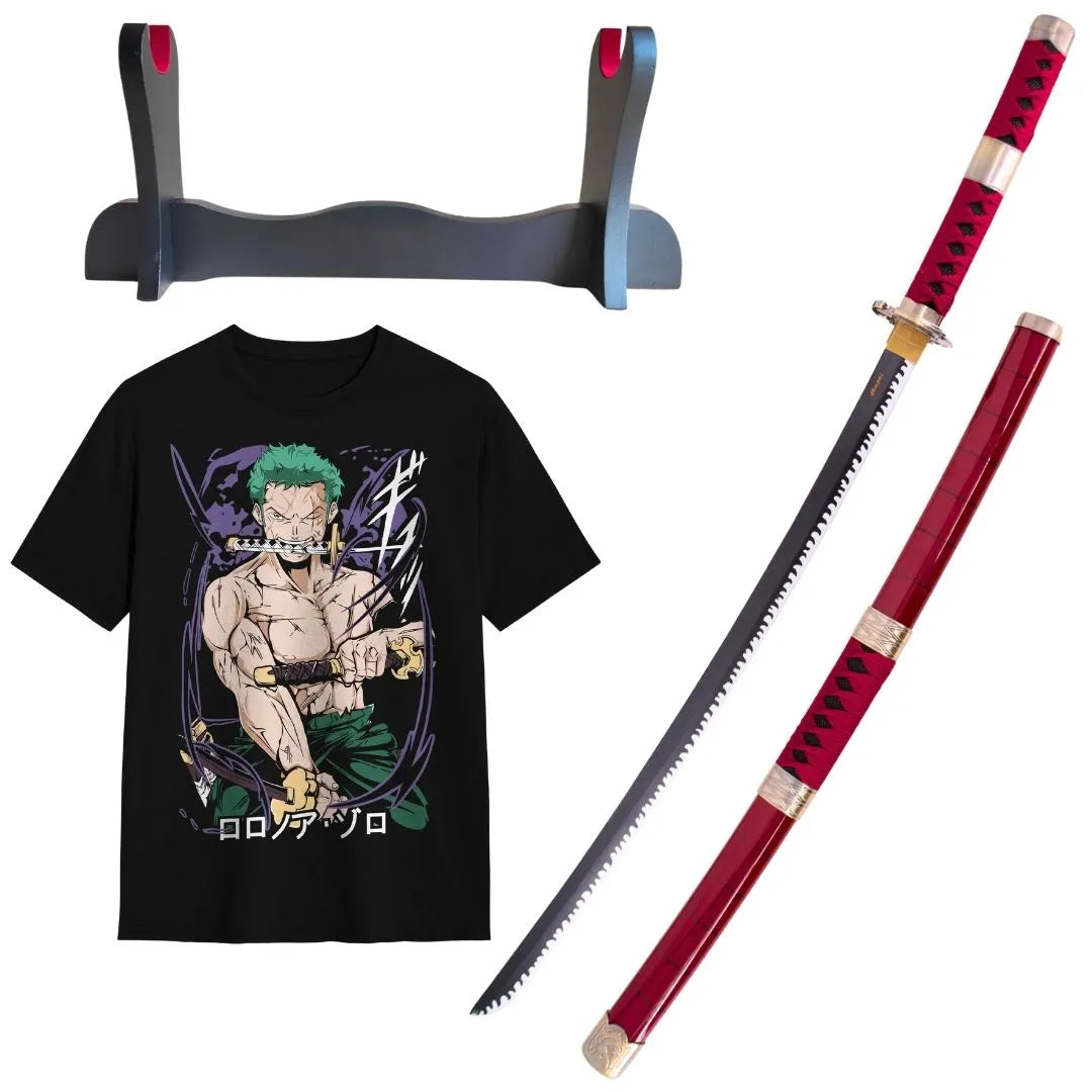 Pack Katana Bambú Sandai Kitetsu de Zoro + Camiseta Zoro + Katanero de Regalo