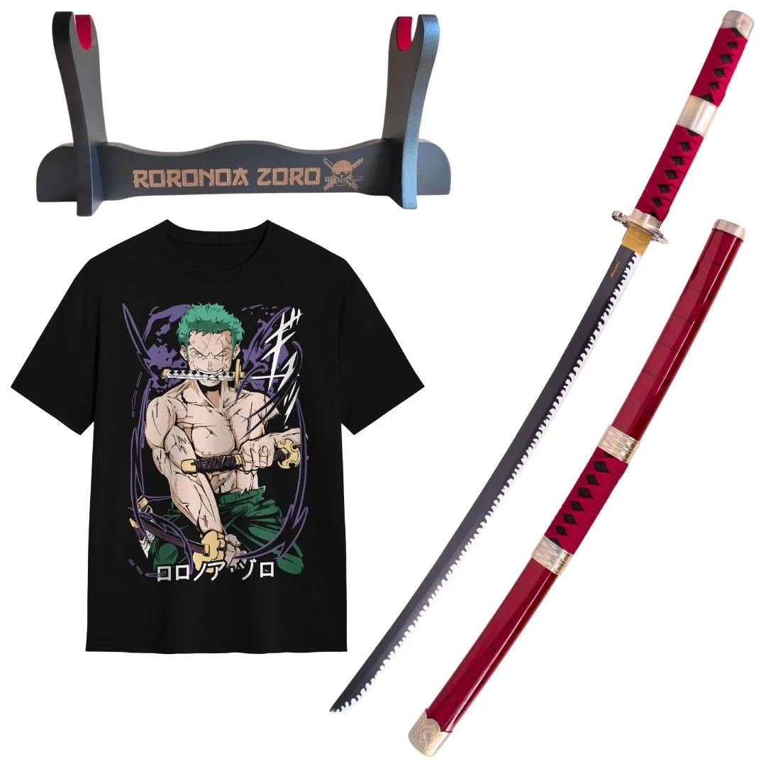 Pack Katana Bambú Sandai Kitetsu de Zoro + Camiseta Zoro + Katanero de Regalo